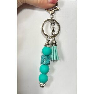 Turquoise Beaded Keychain with Tassel